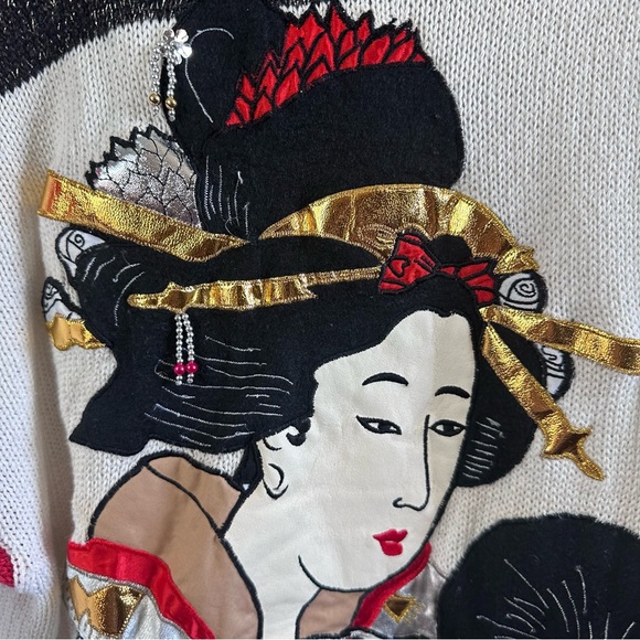 Vintage Bonnie Boerer & Company Geisha Girls Knit Sweater Sz M - Picture 3 of 12
